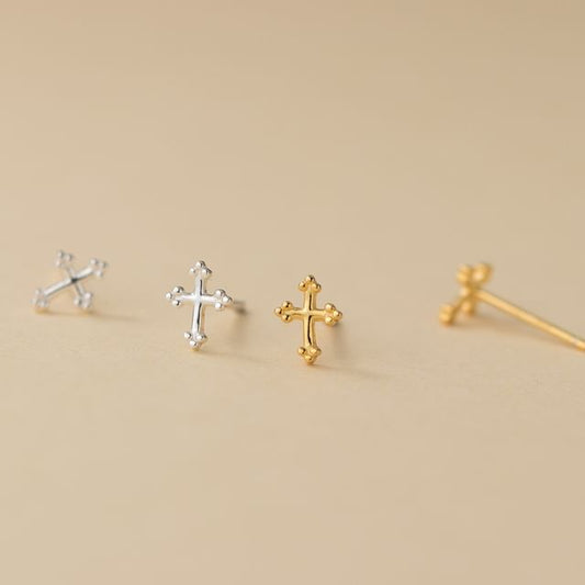 S999 Sterling Silver Cross Stud Earring