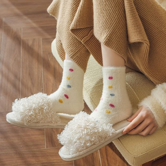 Dotted Fleece Crew Socks