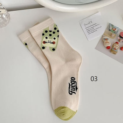 Cat Print Crew Socks