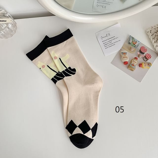 Cat Print Crew Socks