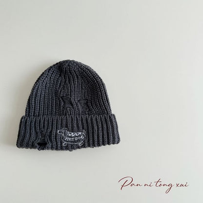 Dog Embroidered Knit Beanie