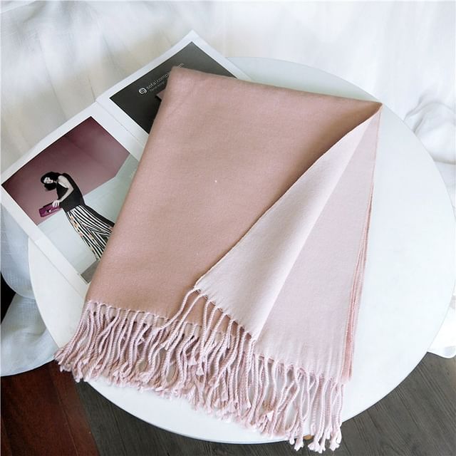 Two Tone Fringed Trim Scarf