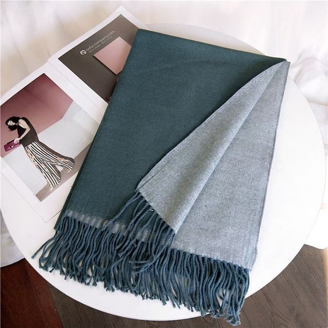 Two Tone Fringed Trim Scarf