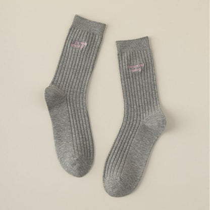 Lettering Embroidered Socks