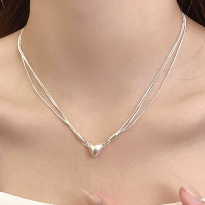 Magnetic Heart Alloy Layered Necklace