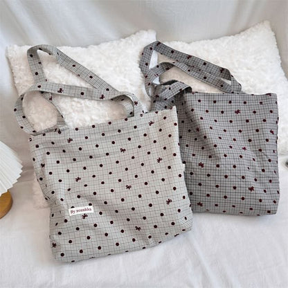 Dotted Plaid Tote Bag