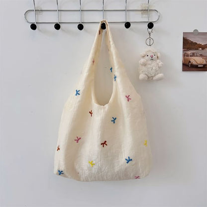 Embroidered Mesh Tote Bag