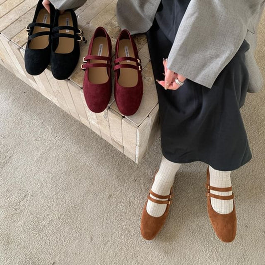 Faux Suede Mary Jane Shoes