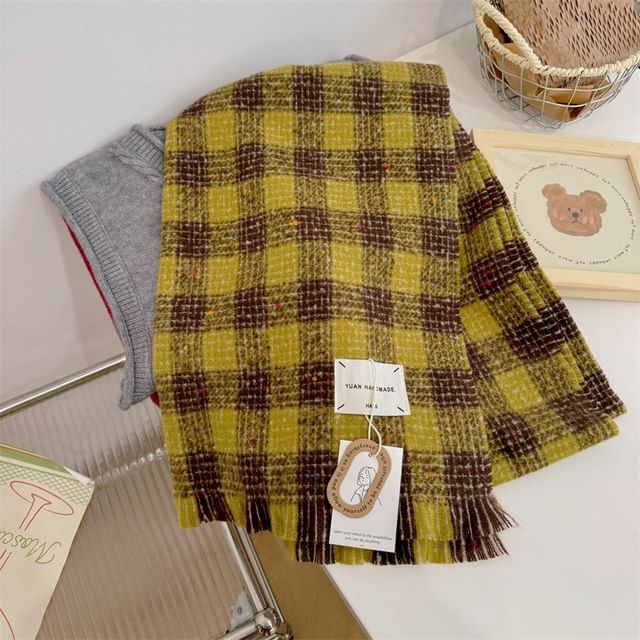 Plaid Applique Scarf