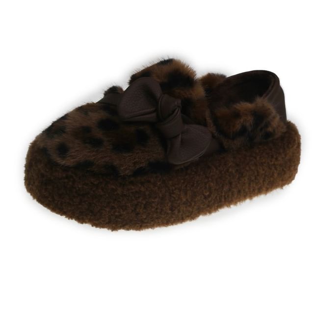 Bow Fleece Platform Slip-Ons