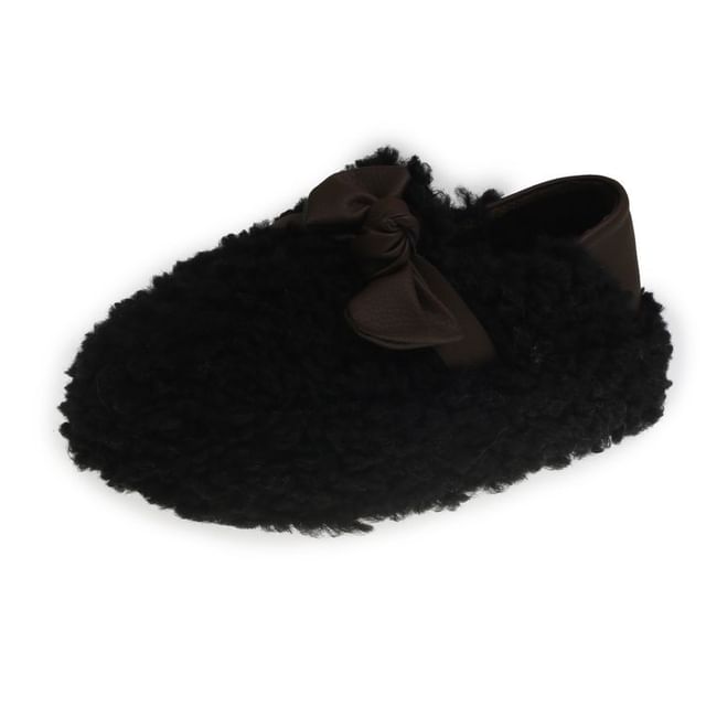 Bow Fleece Platform Slip-Ons