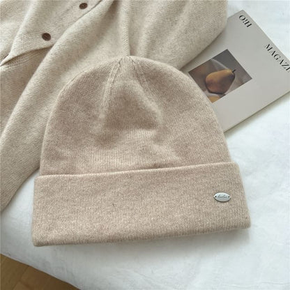 Metal Plate Knit Beanie