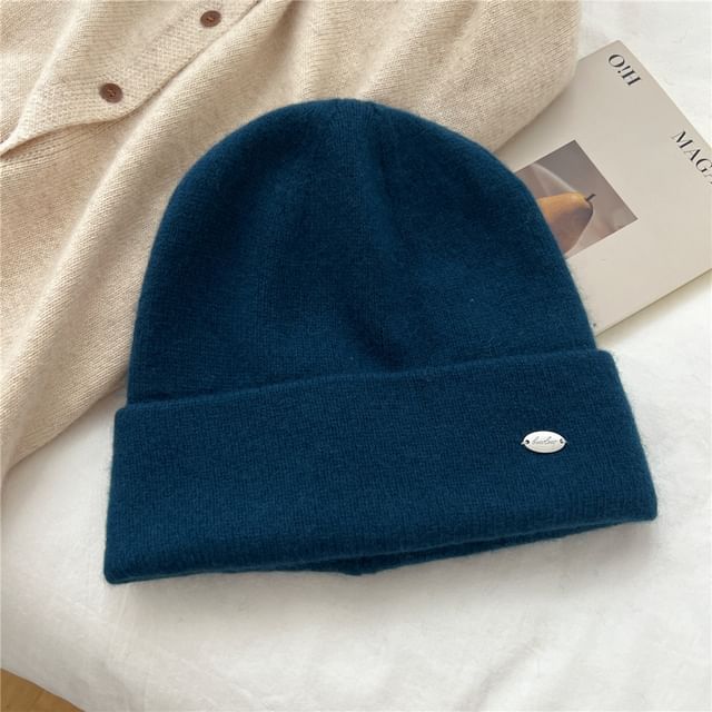 Metal Plate Knit Beanie