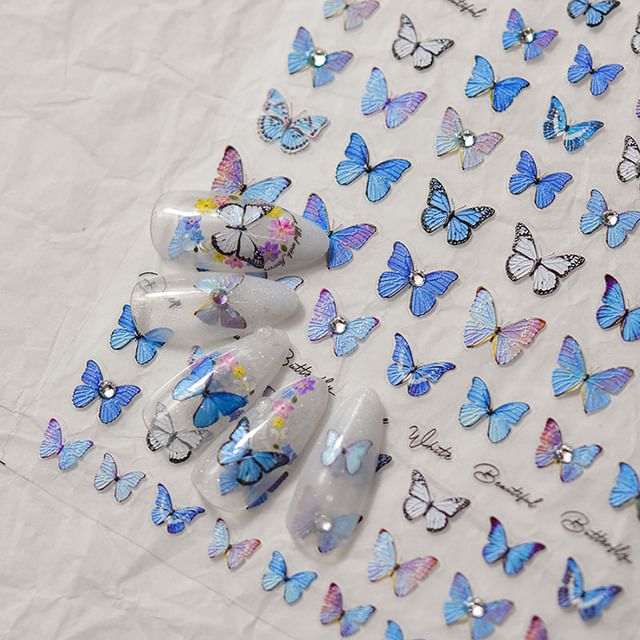 Blue Butterfly Nail Art Stickers