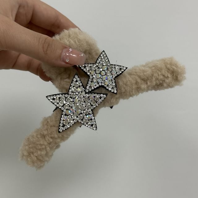 Star Rhinestone Furry Hair Claw