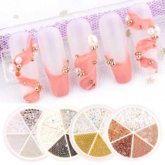 Faux Pearl / Metallic Bead / Rhinestone Nail Art Decoration / Set (Various Designs)