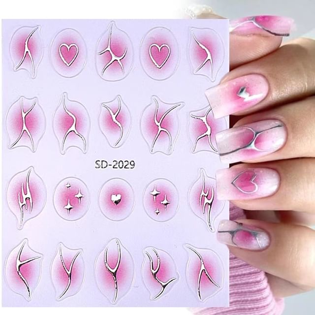 Metallic Gradient Nail Art Stickers (Various Designs)