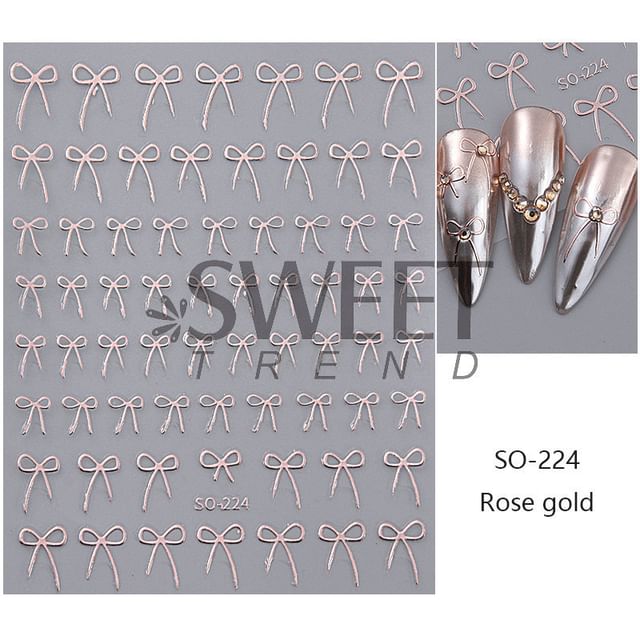 Bow Metallic Nail Art Stickers (Various Designs)