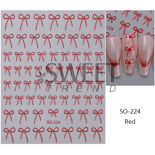 Bow Metallic Nail Art Stickers (Various Designs)