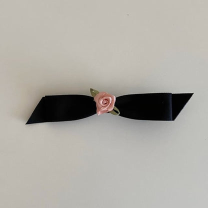 Rose Accent Bow Hair Clip