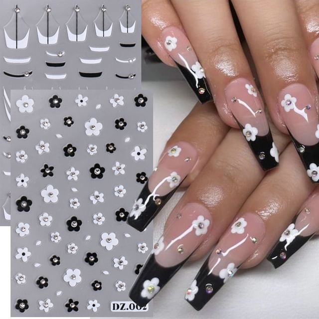 Floral Rhinestone Nail Art Stickers