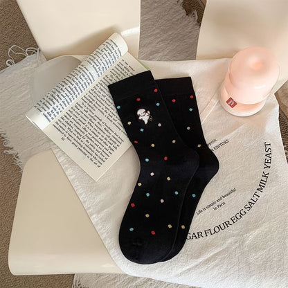 Heart Embroidery Crew Socks