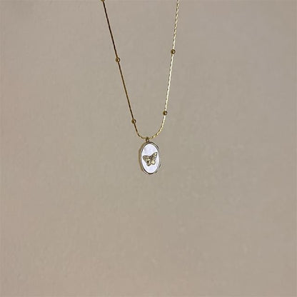 Butterfly Shell Alloy Necklace / Bead Necklace