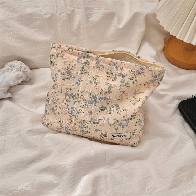 Floral Print Cosmetic Pouch