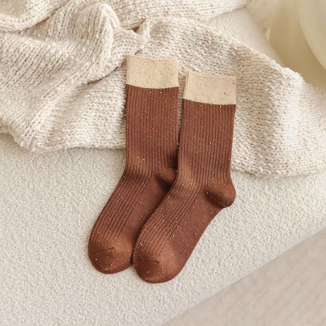 Melange Ribbed Short Socks