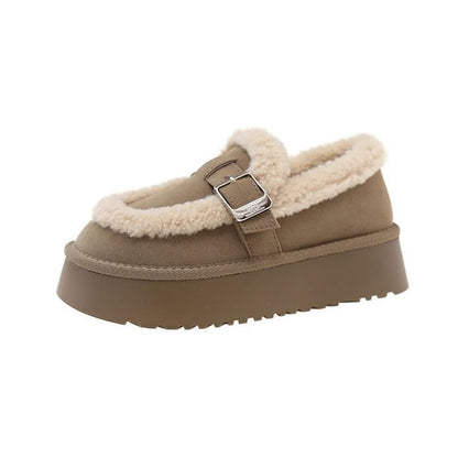 Platform Fleece Lined Loafers