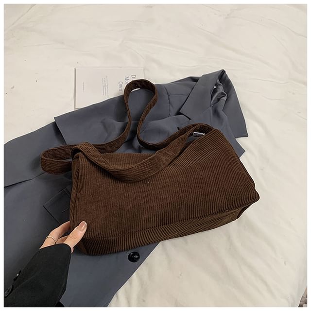 Plain Corduroy Shoulder Bag