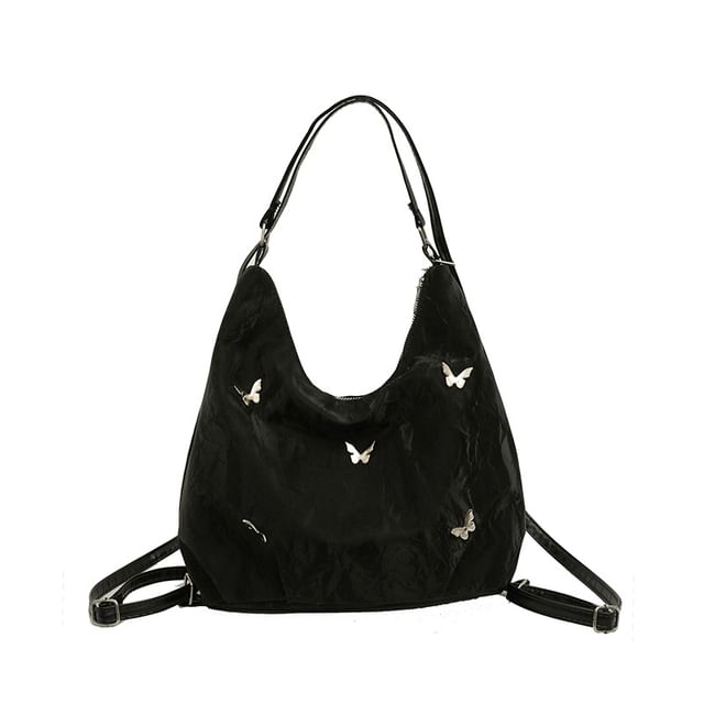 Butterfly Accent Faux Leather Tote Bag / Bag Charm / Set