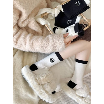 Cat Embroidery Crew Socks