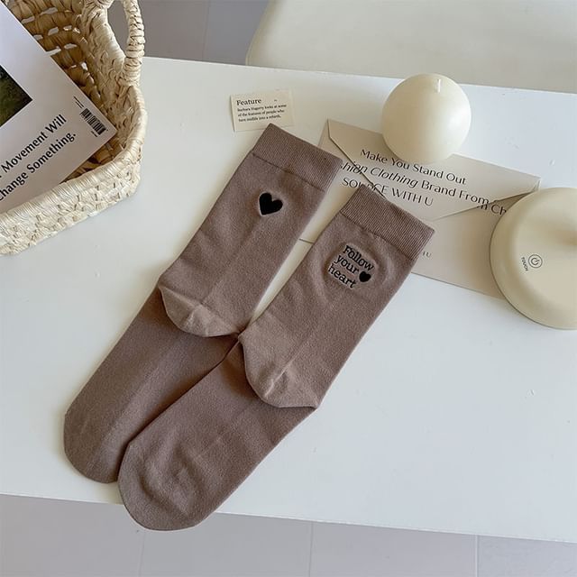 Letter Embroidered Socks