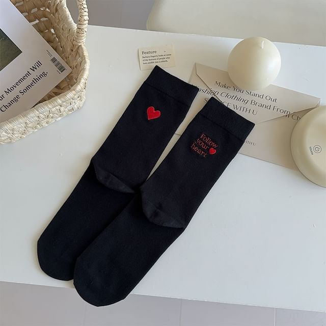 Letter Embroidered Socks