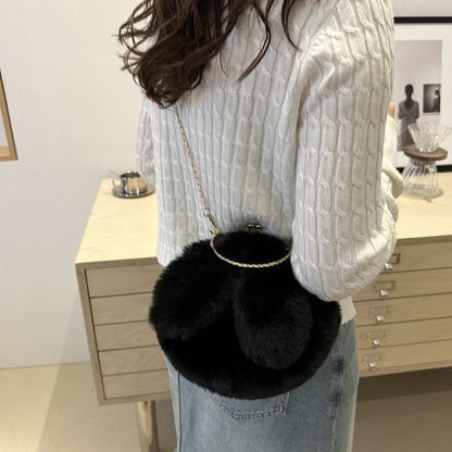 Fluffy Rabbit Ear Chain Strap Crossbody Bag