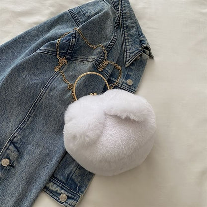 Fluffy Rabbit Ear Chain Strap Crossbody Bag