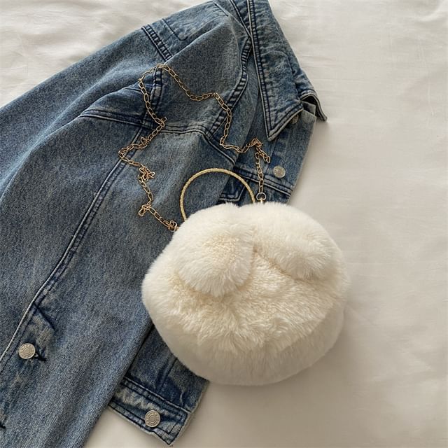 Fluffy Rabbit Ear Chain Strap Crossbody Bag