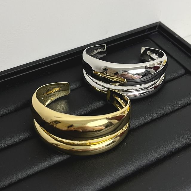 Layered Alloy Open Bangle