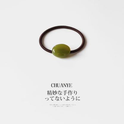 Acetate Bead Hair Tie - 01 - Dark Green / One Size