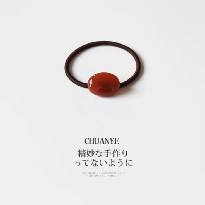 Acetate Bead Hair Tie - 04 - Coffee / One Size