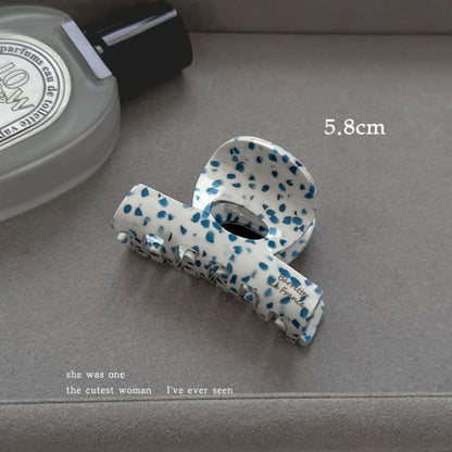 Acetate Hair Claw Clip - Blue Dots - White / 5.8cm