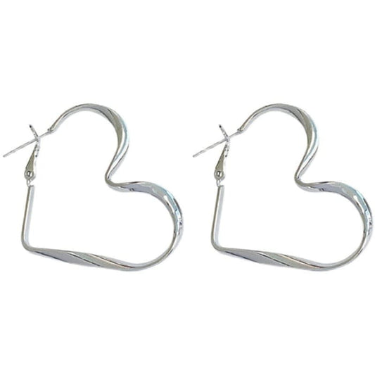 Aesthetic Heart Earrings - Standart / Silver - earrings