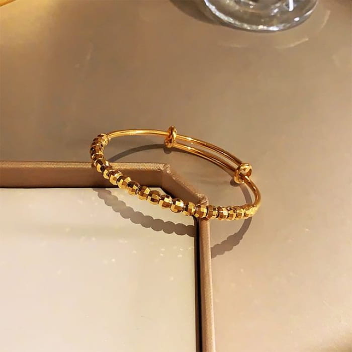 Alloy Bangle / Set - 1 Pc - Beaded - Gold / One Size