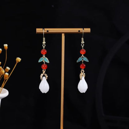 Alloy Chandelier Earring - E4106 - 1 Pair - Gold & White