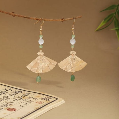 Alloy Chandelier Earring - E6404 - 1 Pair - Gold & Green