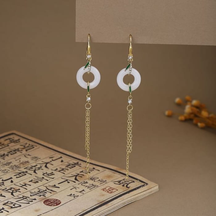 Alloy Chandelier Earring - E6410 - 1 Pair - Gold & White