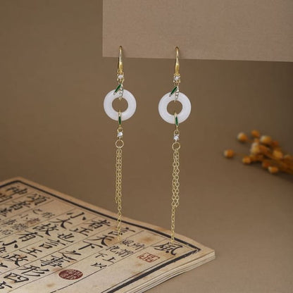 Alloy Chandelier Earring - E6410 - 1 Pair - Gold & White