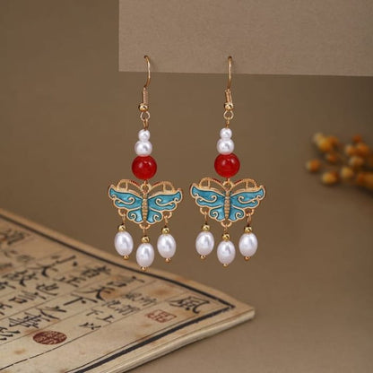 Alloy Chandelier Earring - E6415 - 1 Pair - Gold & White