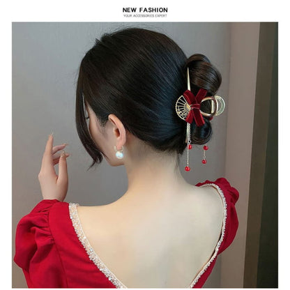 Alloy Fan Velvet Hair Claw